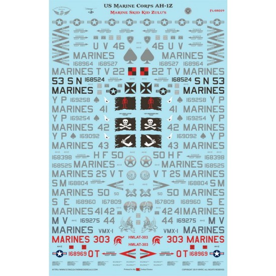 1/48 AH-1Z Marine Skid Kid Zulus Waterslide Decals