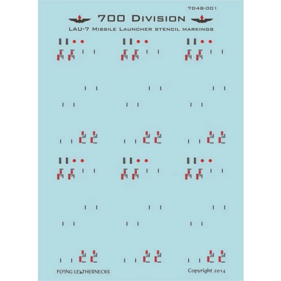 1/48 LAU-7 Missile Launcher Stencil Data Markings Decal