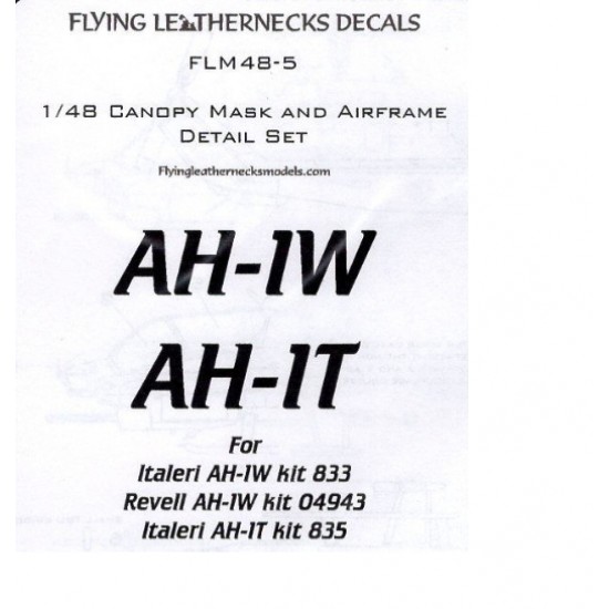 1/48 AH-1W/T Canopy Mask for Italeri kits
