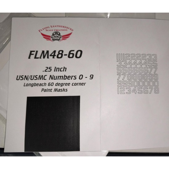 1/48 .25 inch USN/USMC Numbers 0 to 9 (6 ea) - Longbeach 60 degree