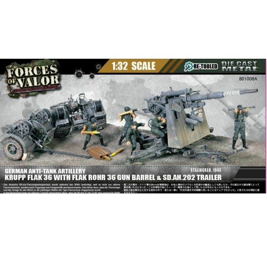 1/32 German Krupp Flak36 with Flak Rohr & SdAH202 Tow Vehicle, Stalingrad 1942