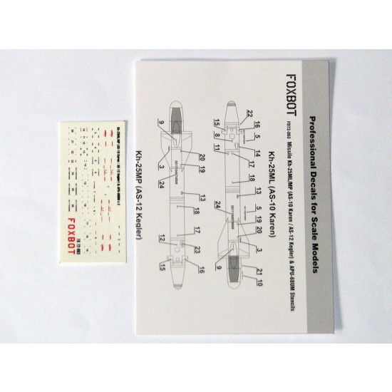 1/72 Missile Kh-25ML/MP (AS-10 Karen/AS-12 Kegler) and APU-68UM Stencils Decalst