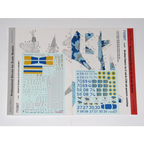 1/72 Ukrainian Su-27 and Su-27UB with Geometric Camouflage and Stencils 72-075 Decals