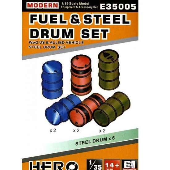 1/35 WWII US & Allied Vehicle Fuel & Steel Drum Set (6pcs)