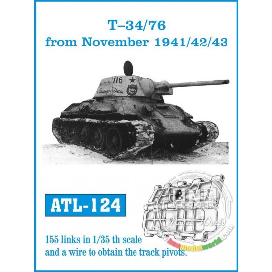 Metal Tracks for 1/35 Russian T-34/76 from November 1941/1942/1943 (155 links)
