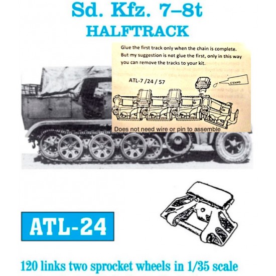 Metal Tracks for 1/35 German SdKfz.7 8t Halftrack (120 links)