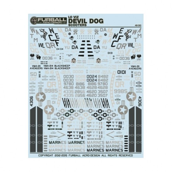 1/48 Lo-Viz Devil Dog Scooters Decals for OA-4M/TA-4J/A-4M/A-4F/A-4E Skyhawks