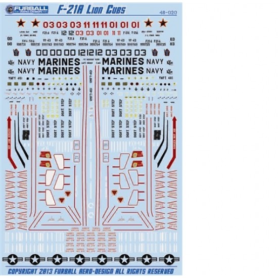 1/48 USN/USMC F-21A Lion Cubs Aggressors Decals for Kinetic kits