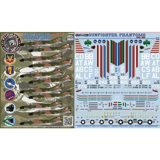 1/48 McDonnell Douglas F-4C/D Gunfighter Phantoms Decals Part 1 for Academy kit