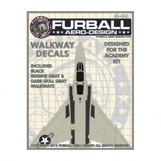1/48 F-4 USN Black, Dark Gull Gray & Engine Gray Walkways Decals for Academy kit
