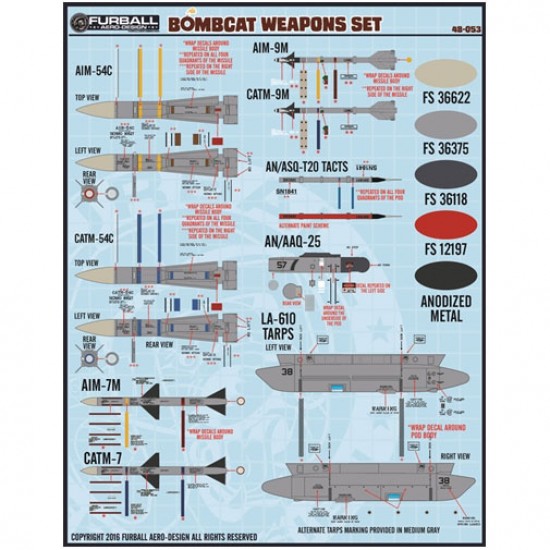 Decals for 1/48 Grumman F-14 Tomcat Bombcat Weapons Marking Set