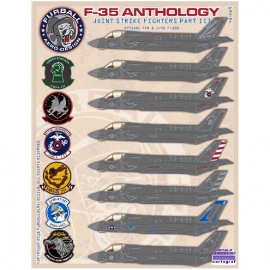 1/48 USMC F-35B "Anthology Part III" Decals for Hasegawa kit #72-008