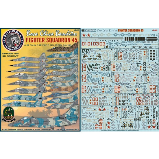 1/48 Boca Chica Bandits A-4E, TA-4J, F-16N, F-5E/F Decal