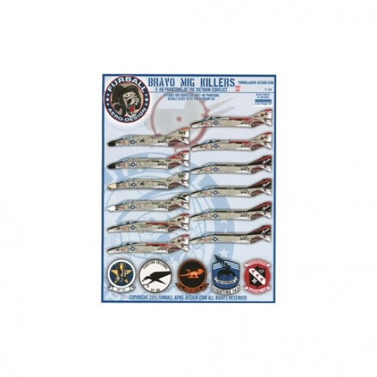 1/72 Vietnam War F-4B "Bravo MIG Killers" Decals for Academy kit