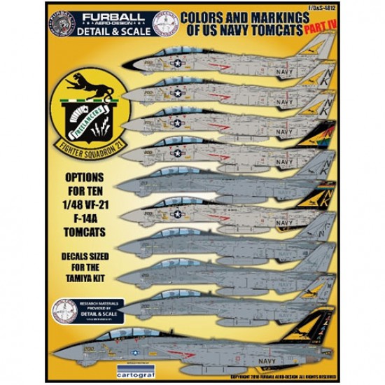 1/48 USN F-14 Tomcats Colours & Markings Part IV Decals for Tamiya kits