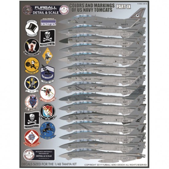1/48 USN F-14 Tomcats Colours & Markings Part IX Decals for Tamiya kits