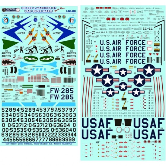 Decals for 1/48 Colours & Markings of USAF F-100s PT I