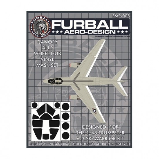 1/48 A-3 Skywarrior Canopy & Wheel Hubs Masking Set for Trumpeter Kit