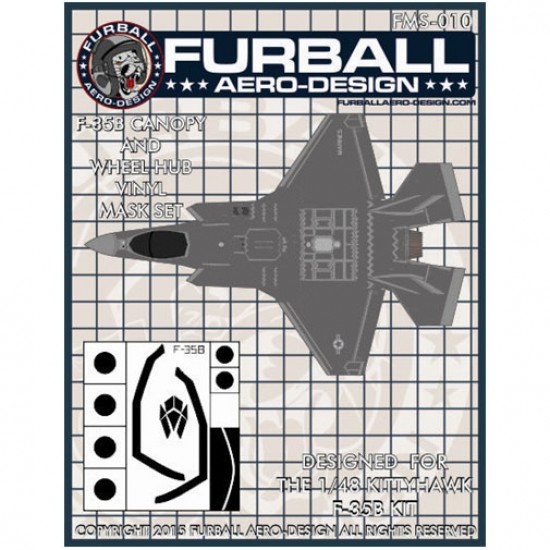 1/48 Lockheed Martin F-35B Lightning II Canopy & Wheel Hubs Masking for Kittyhawk Kits