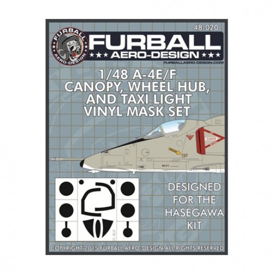 1/48 A-4E/F Canopy, Wheel Hubs & Taxi Lights Masking Set for Hasegawa Kit