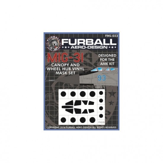 1/48 MIG-31 Canopy and Wheel Hub Vinyl Masking Set for AMK kits