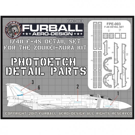 1/48 McDonnell Douglas F-4S Phantom II Canopy & Airframe Detail Set for Zoukei-mura kits