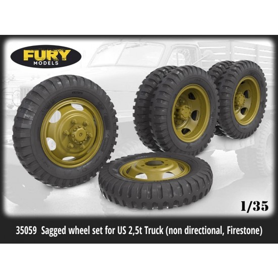 1/35 Sagged Wheel set for US 2.5t Truck (non directional, Firestone)