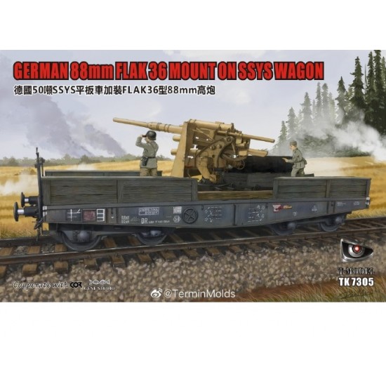 1/72 German 50T Type Ssys Schwerer Railway Gun w/ZVEZDA 88mm Flak 36/37