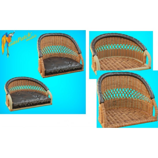 1/48 British Wicker Perforated Back - 1x Short & 1x Tall, w/Small Leather Pad