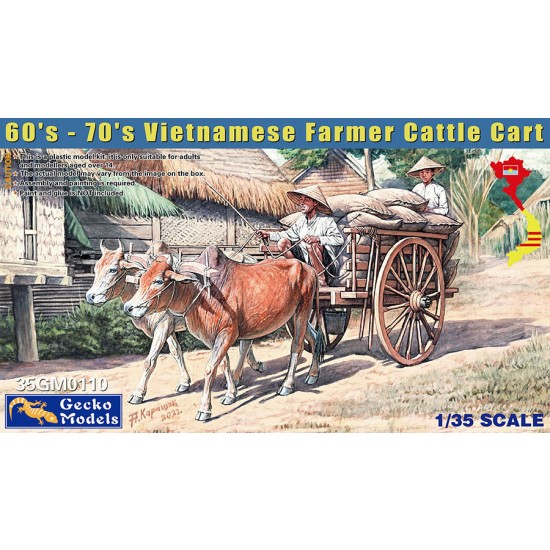 1/35 60's - 70's Vietnamese Farmer Cattle Cart Set