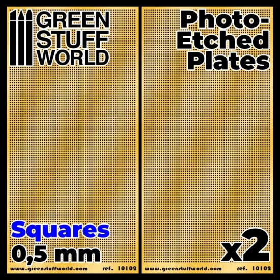 Photo-etched Plates - 0.5mm Small Squares (60x120mm, thickness 0.2mm, 2pcs)