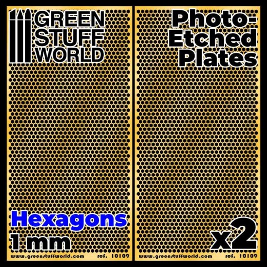 Photo-etched Plates - 1mm Large Hexagons (60x120mm, thickness 0.2mm, 2pcs)