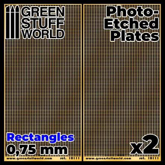 Photo-etched Plates - 0.75mm Medium Rectangles (60 x 120mm, thickness 0.2mm, 2pcs)