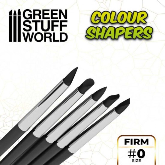 Colour Shapers Brushes SIZE 0 - BLACK FIRM (5 brushes with 3mm different tips)