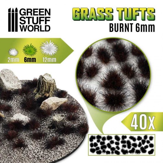 Grass Tufts - 6mm Self-Adhesive - Burnt (40 Tufts)