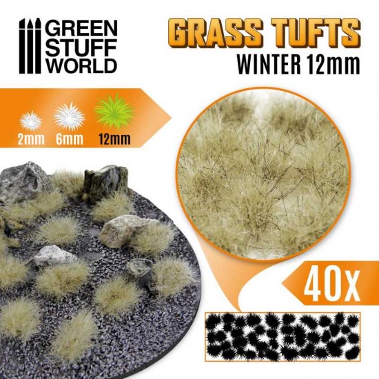Grass Tufts - 12mm Self-Adhesive - Winter (40 Tufts)