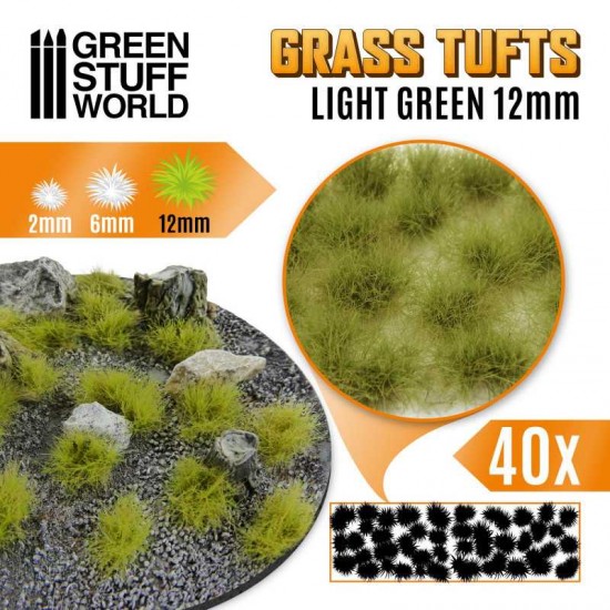 Grass Tufts - 12mm Self-Adhesive - Light Green (40 Tufts)