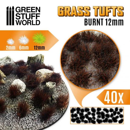 Grass Tufts - 12mm Self-Adhesive - Burnt (40 Tufts)