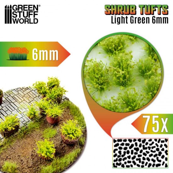 Shrub Tufts - Self-adhesive Light Green Blossom (Fiber 6mm high, Plastic sheet 7x14cm)