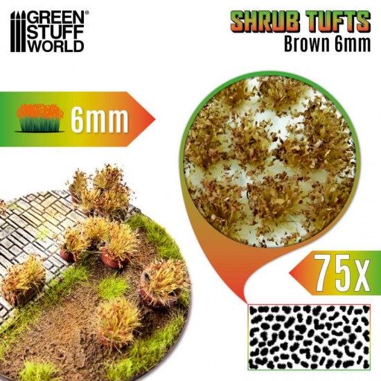 Shrub Tufts - Self-adhesive Brown Blossom (Fiber 6mm high, Plastic sheet 7x14cm)