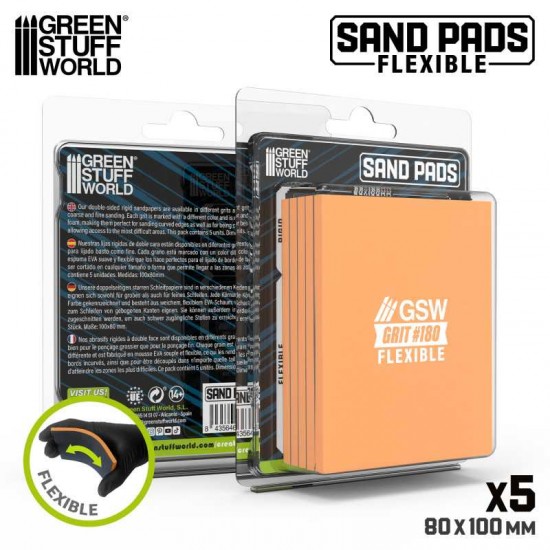 Flexible Sand Pads Grit #180 Colour LEATHER BROWN (5pcs, each 100x80x5mm)