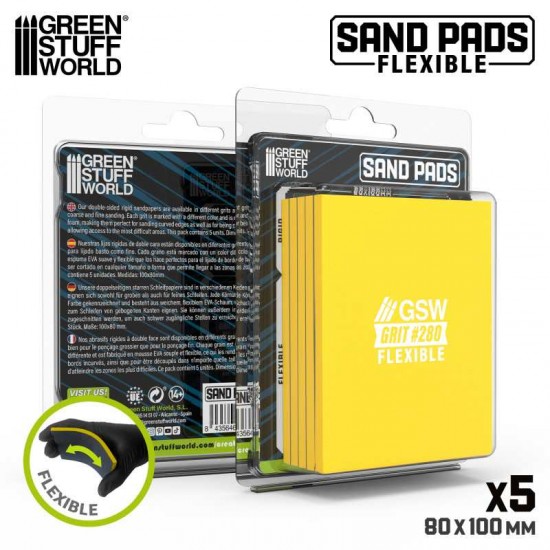Flexible Sand Pads Grit #280 Colour OCHRE (5pcs, each 100x80x5mm)