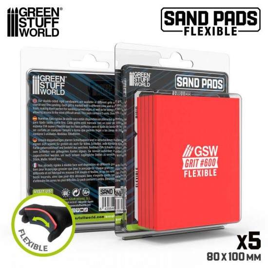 Flexible Sand Pads Grit #600 Colour BURGUNDY (5pcs, each 100x80x5mm)