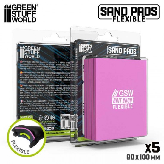 Flexible Sand Pads Grit #800 Colour VIOLET (5pcs, each 100x80x5mm)