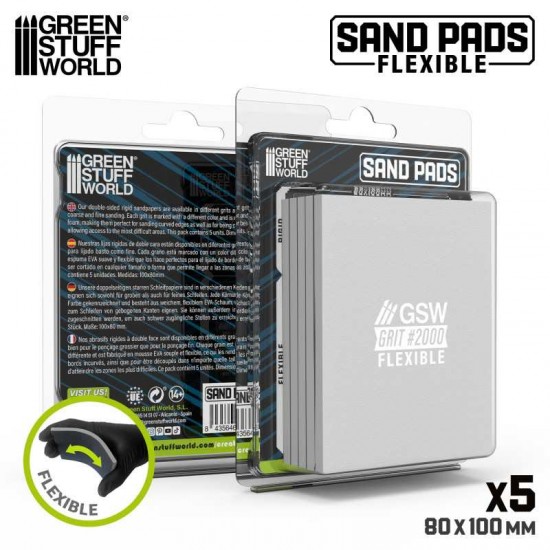 Flexible Sand Pads Grit #2000 Colour GREY (5pcs, each 100x80x5mm)