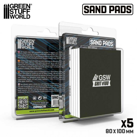 Rigid Sanding Pads #180 grit (100x80mm, 5mm thick, 5pcs)