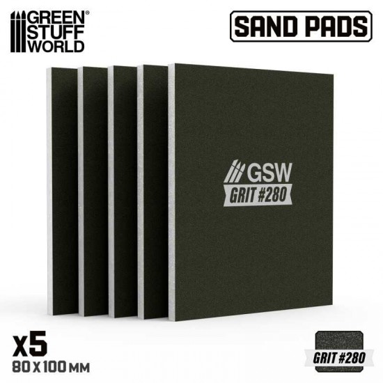 Rigid Sanding Pads #280 grit (100x80mm, 5mm thick, 5pcs)
