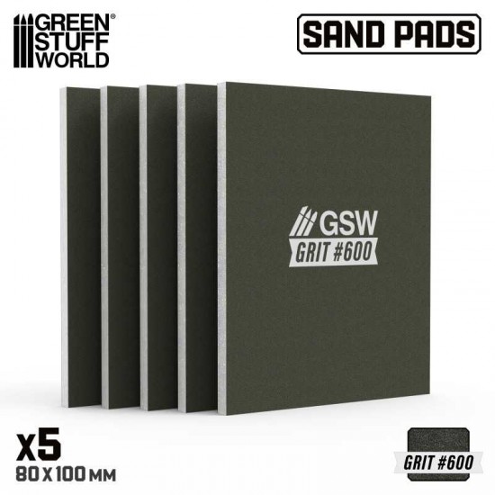Rigid Sanding Pads #600 grit (100x80mm, 5mm thick, 5pcs)