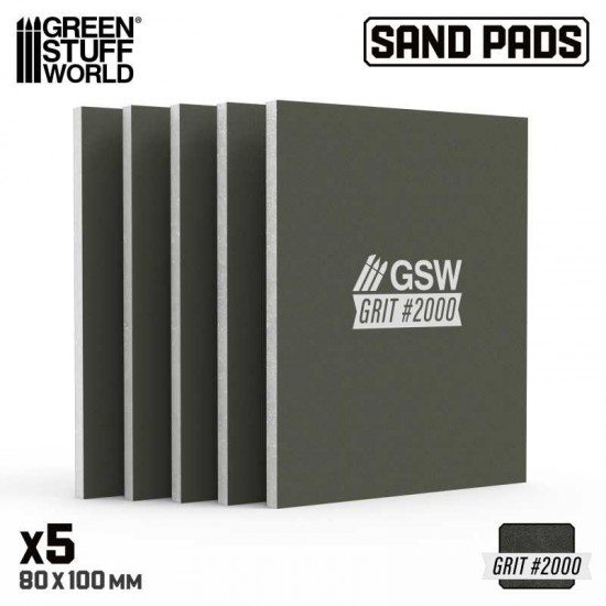 Rigid Sanding Pads #2000 grit (100x80mm, 5mm thick, 5pcs)