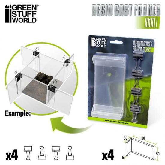 Resin Cast Frames (50x100mm) with Spring Clips (to create multiple mold boxes)